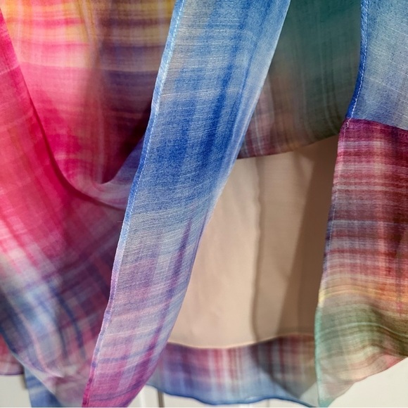 Soft Surroundings Pink Yellow Blue Carnevale Multi Plaid Maxi Dress Cowl Neck - Picture 8 of 9